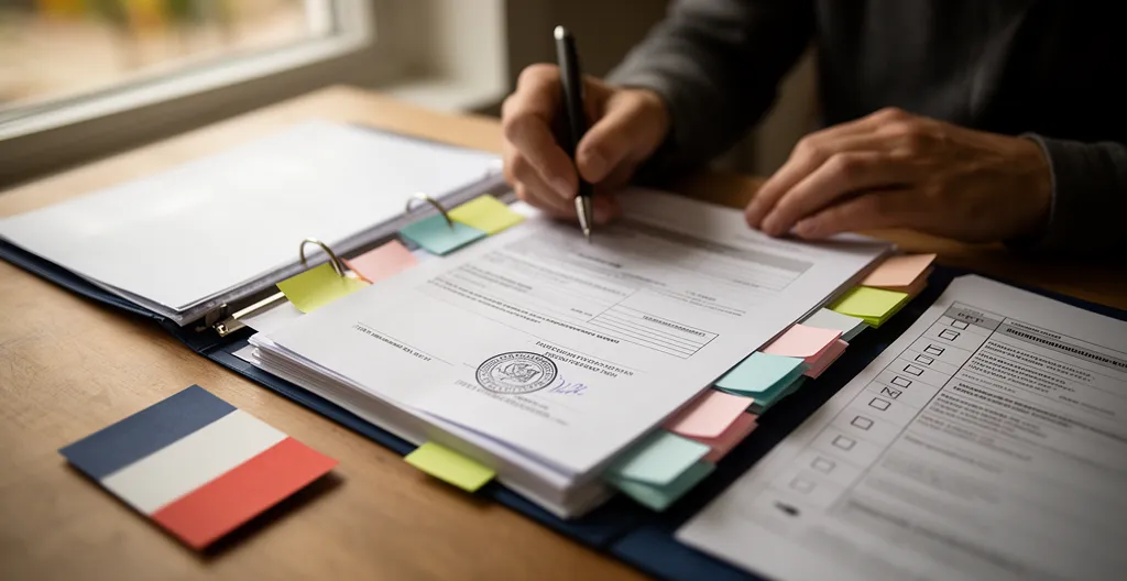 Dossier de diagnostic électricité et documents de conformité sur table avec main qui signe